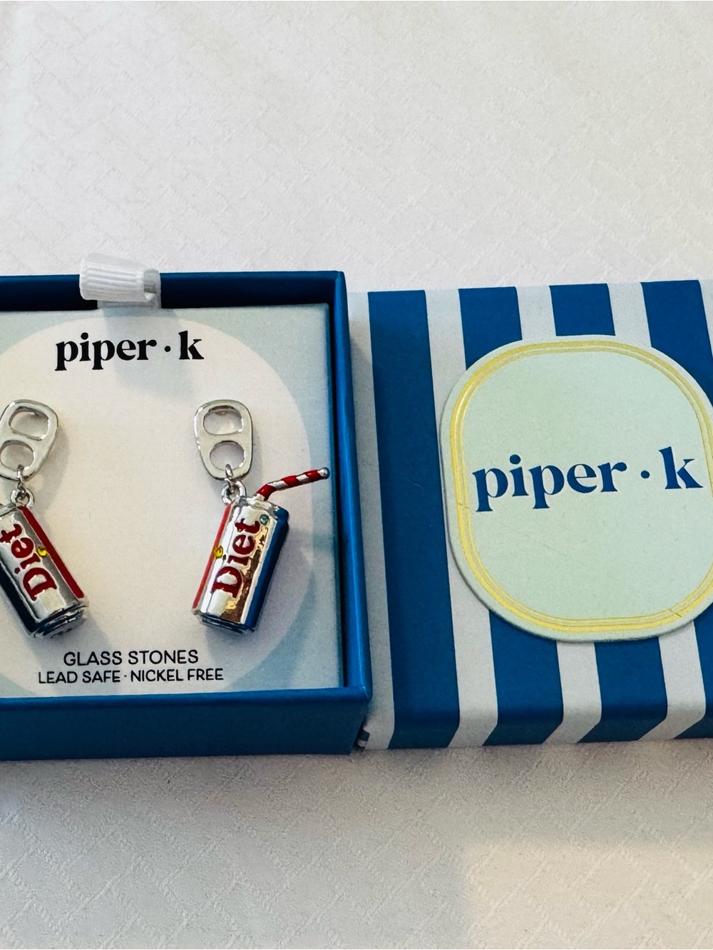 Piper K Diet Soda Can Dangle Earrings - Red, Silver - Picture 2 of 2